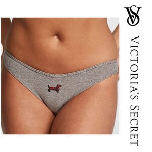 Victoria's Secret Heather Gray Plaid Dachshund Holiday Panties. Size Medium